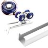 2Pcs/Set 4 Wheels Sliding Door Rollers Hardware Slide Doors Pulley Wardrobe Closet Wood Door Hanging Wheels Rail Track Pulley