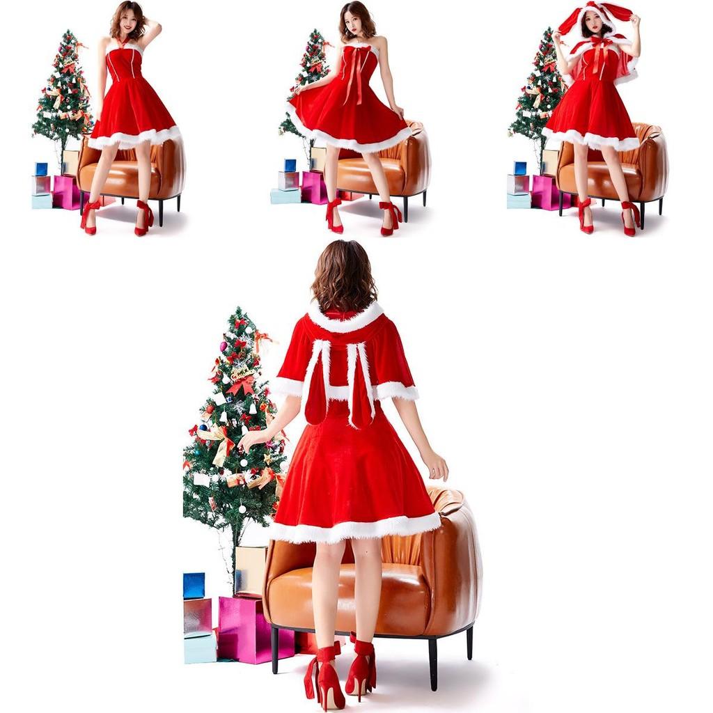 Christmas Costume Red Drooping Ear Rabbit Dress For Holiday Party Women