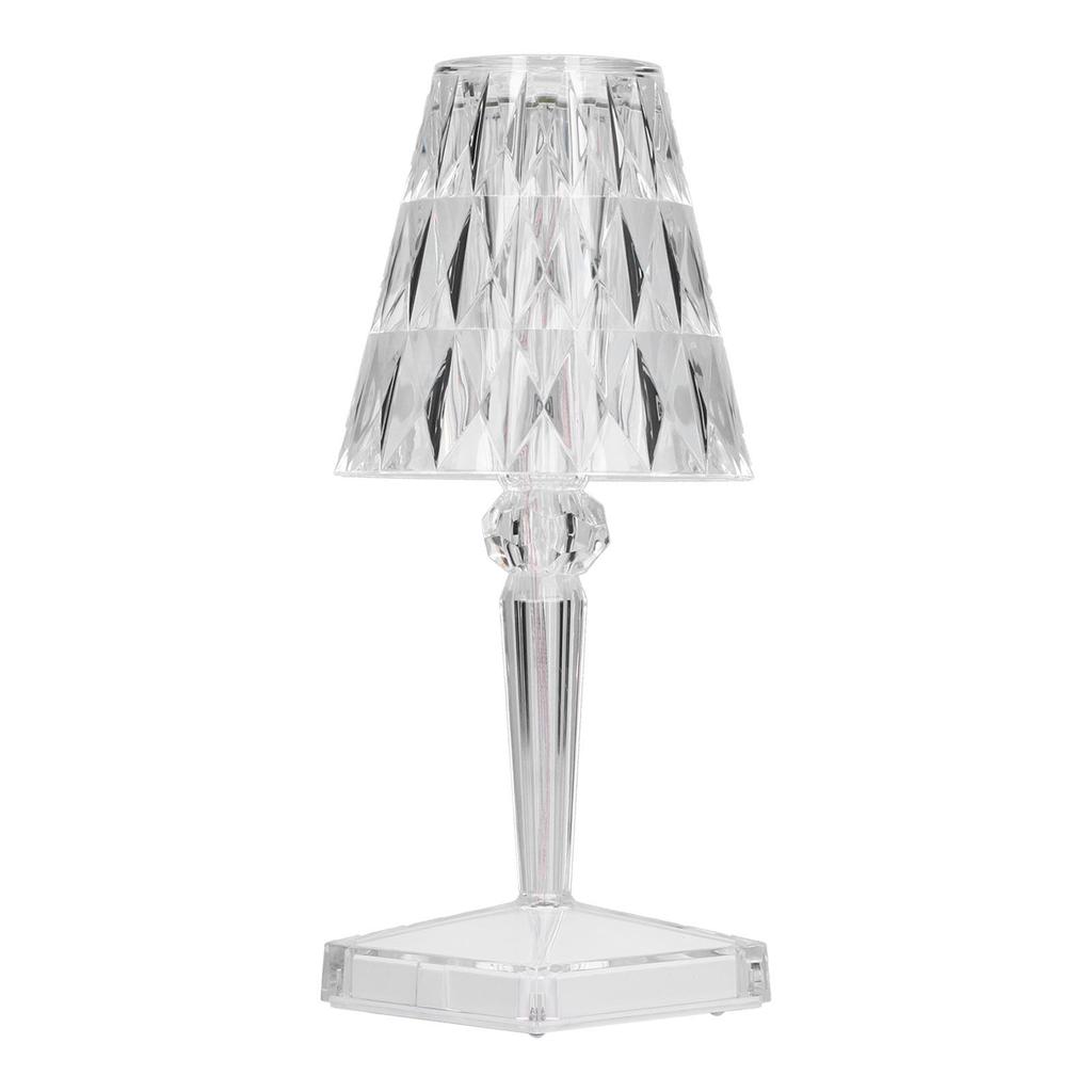 LED Crystal Table Light USB Charging Transparent Prism Dimmable Desk Lamp for Room Decor Warm White