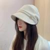 Bucket hat women's literary and retro versatile suede basin hat autumn and winter face small octagonal hat women