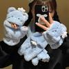 Women Winter Faux Fur Flip Cover Mittens Soft Warm Half Finger Gloves Cute Plush Furry Fingerless Gloves for Women Girls