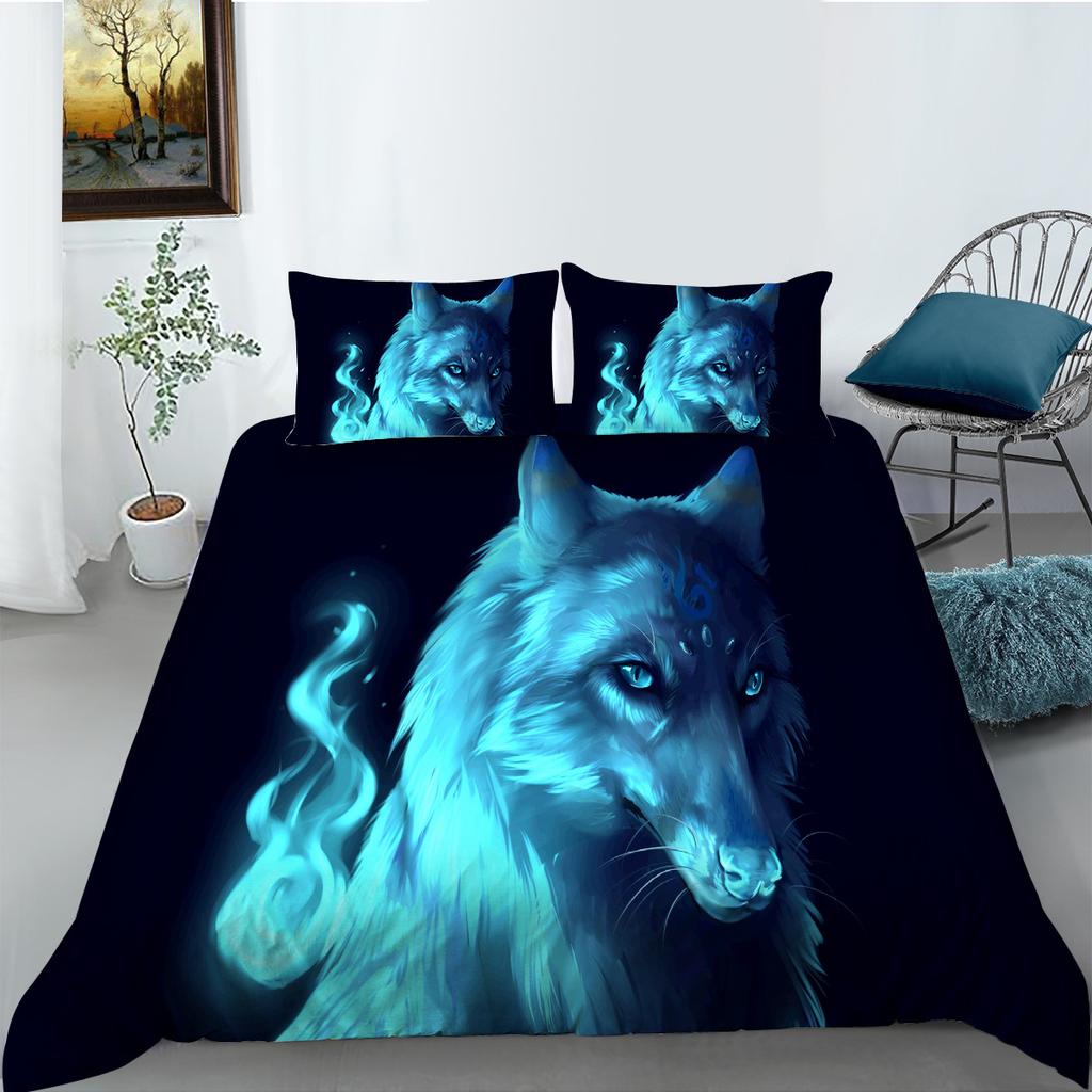 Polyester Bedding Two Or Three-Piece Digital Printing Wolf Series Can Be