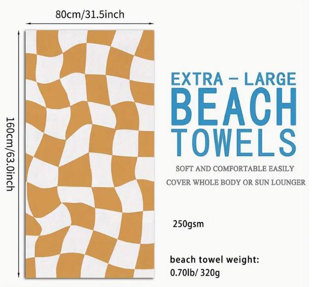 Personalized Beach Towel Custom Name Cross Border Microfiber Beach Towel Anti-Sand Super Absorbent Bath Towel Large Quick Drying