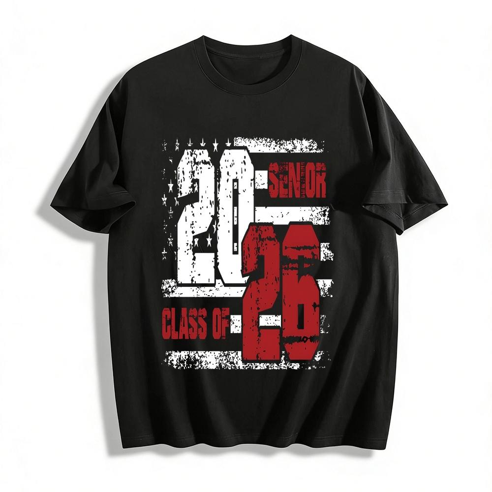 

Class Of 2026 Senior Graduation Print Casual Short Sleeve T-Shirt Pure cotton T-shirt 6XL