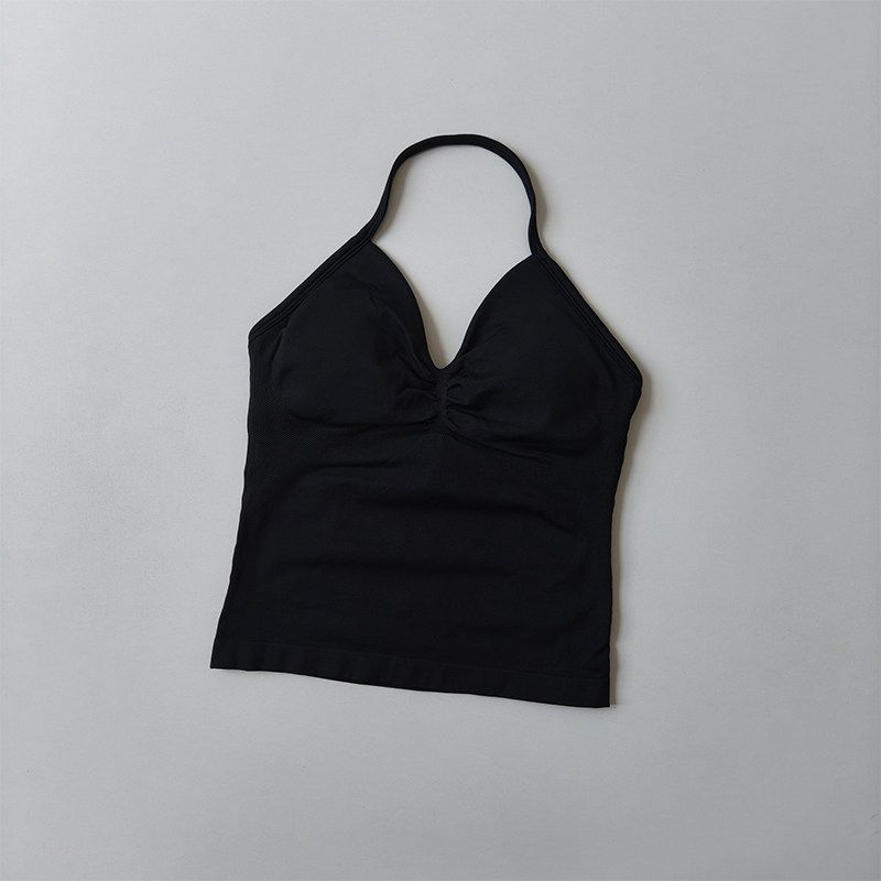 European and American Style Sexy Halter Neck Backless Push-Up Sports Bra Women's Yoga Top Fitness Pilates Tight-Fitting Long Tank Top