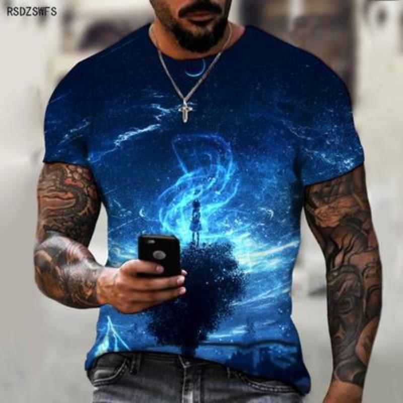 Herr 3D-tryckt kortärmad T-shirt Casual Sportmode Sommar Utomhus T-shirt