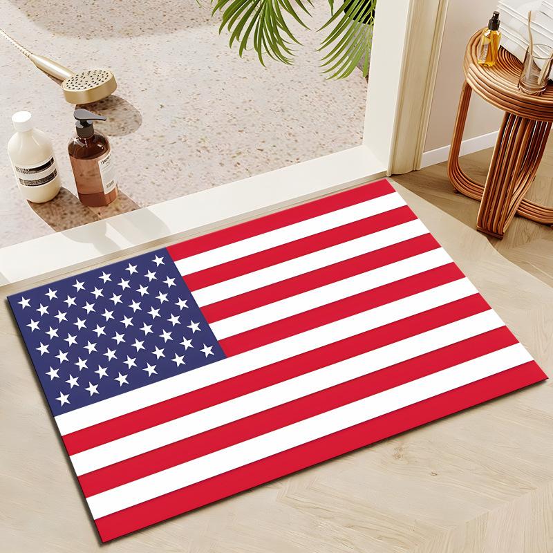 National Flag Floor Mat Entrance Shoe Changing Area Foot Mat Dirt Resistant and Non Slip Mat Washable Bathroom Floor Mat