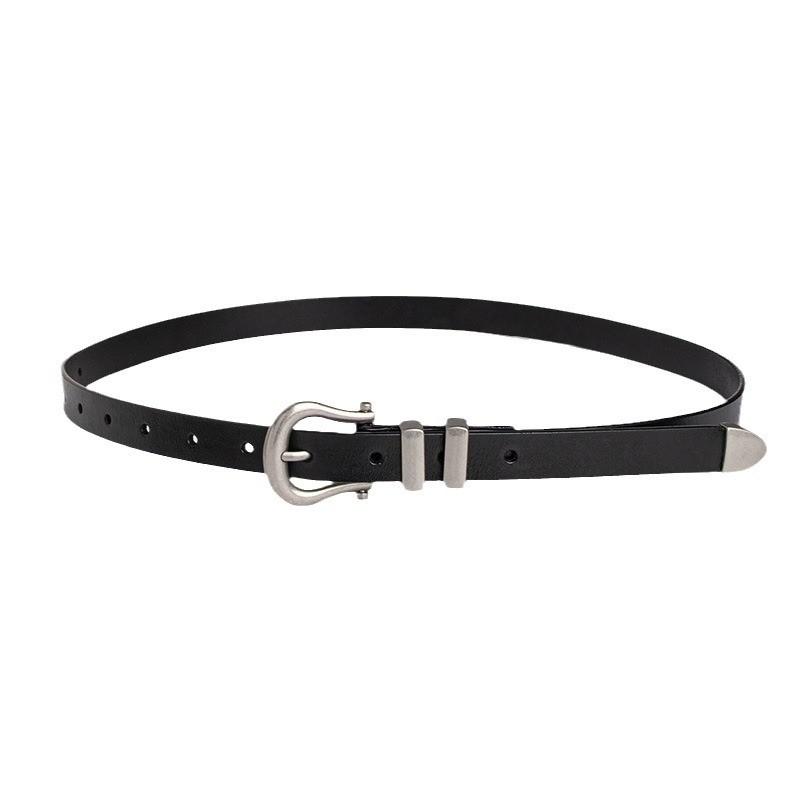 Genuine Leather Business Waist Belt For Women With Round Buckle For Office Attire