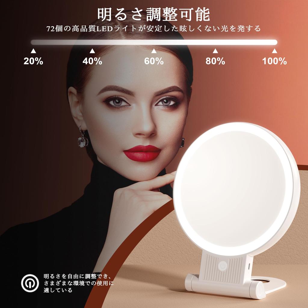 Auxmir Actress Tabletop Magnifying Mirror with 30x and 1x 72 LED 3 Handheld Stepless Brightness Adjustable USB 2000mAh High Makeup Stand Hand or