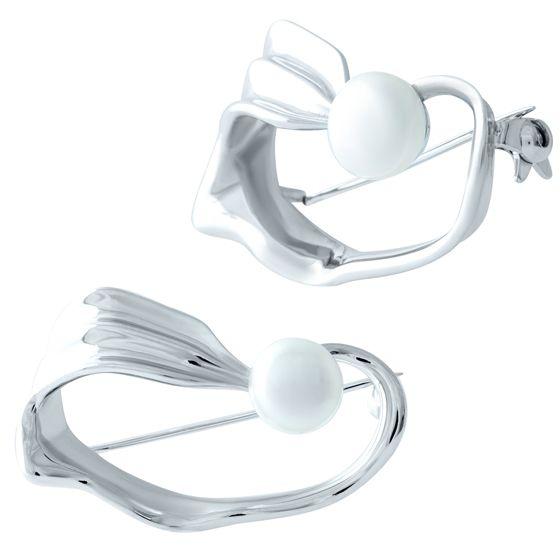 

Срібна брошка з натуральними перлами (1908150) білий