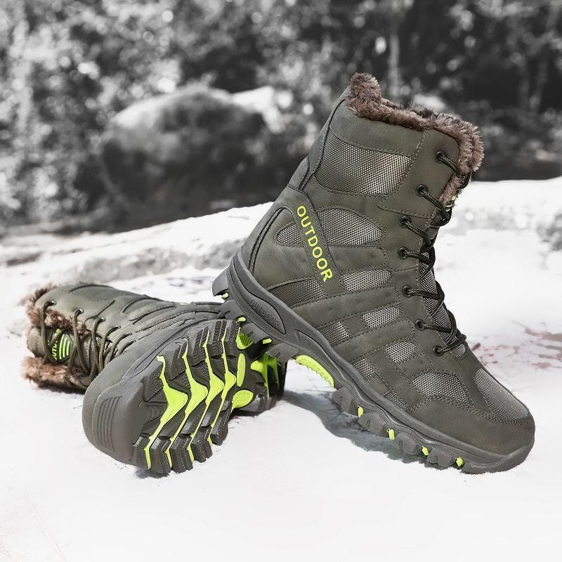 Men's Outdoor Military Boots Hiking Boots with Plush Lining Rubber Soles Large Size 39-47