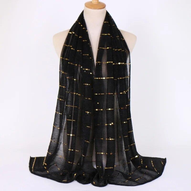 Summer Lurex Glitter Scarf Elegant Lightweight Elastic Shawl For Women Fashion Sparkly Sequined Party Shawls 180*65cm