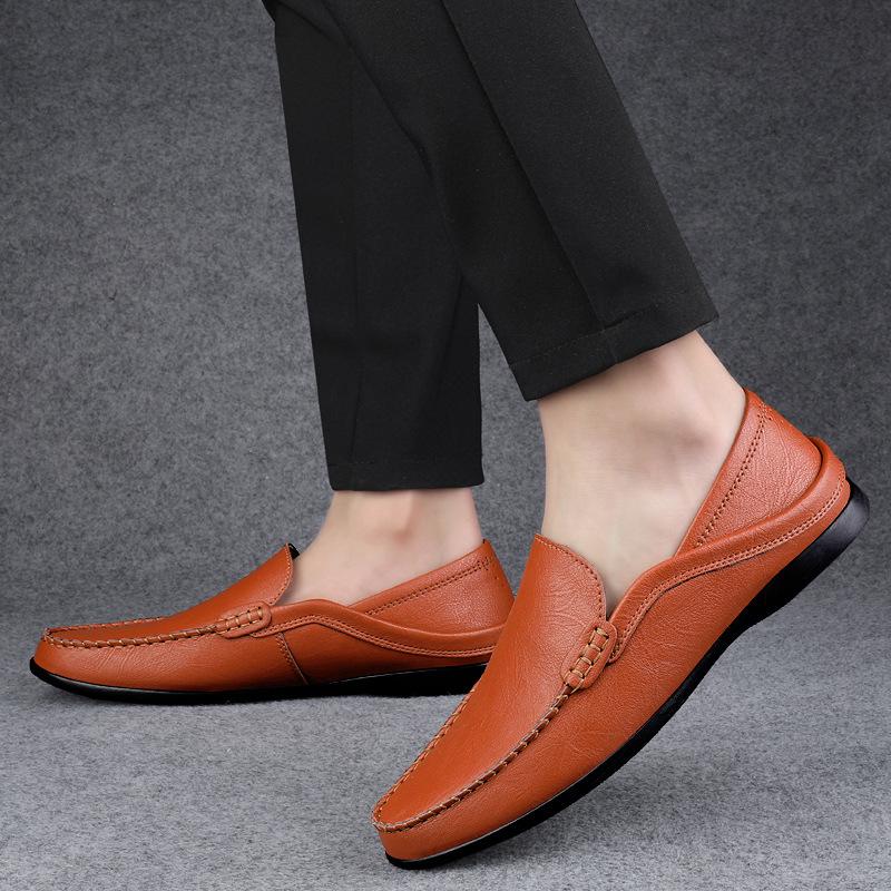 Men's shoes 2025 summer new men's British style beanie shoes trend line driving lazy people step on the heel driving casual shoes