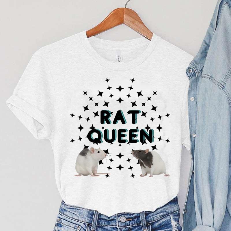 Ratten-T-Shirts für Damen, Rattenkönigin-Kleidung, Harajuku-Sterne-T-Shirts, Vintage-Tiermode, weibliche T-Shirts, Ratte, lässige Damen-T-Shirts