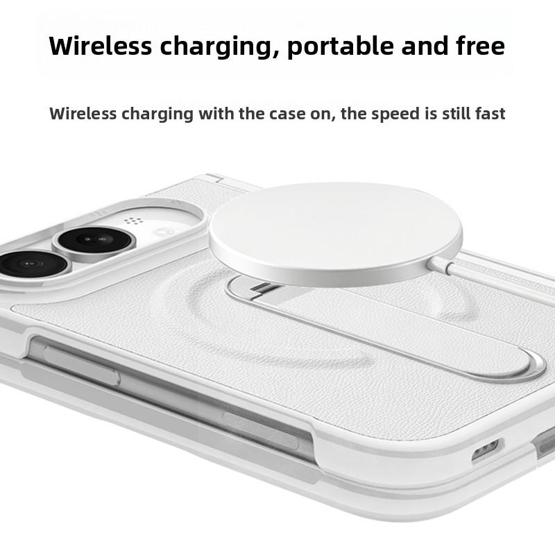 For iPhone Duo Fold Case Luxury PU Leather With Hinge Stand Protective Back Cover Magnetic Wireless Charging Phone Shell Funda