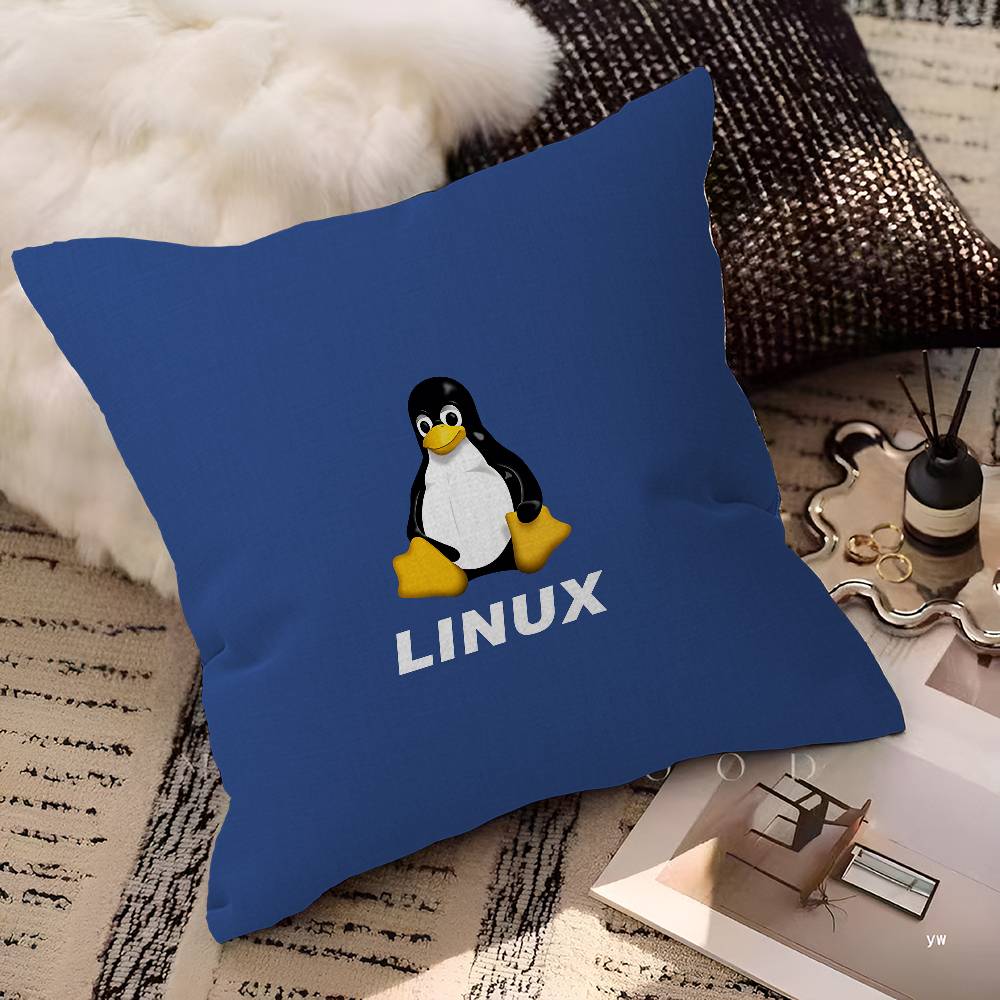 Linux Operating System Tux Penguin Pillow Cover For Bedroom Room And Living Room Sofa Decorative Cushion Cover