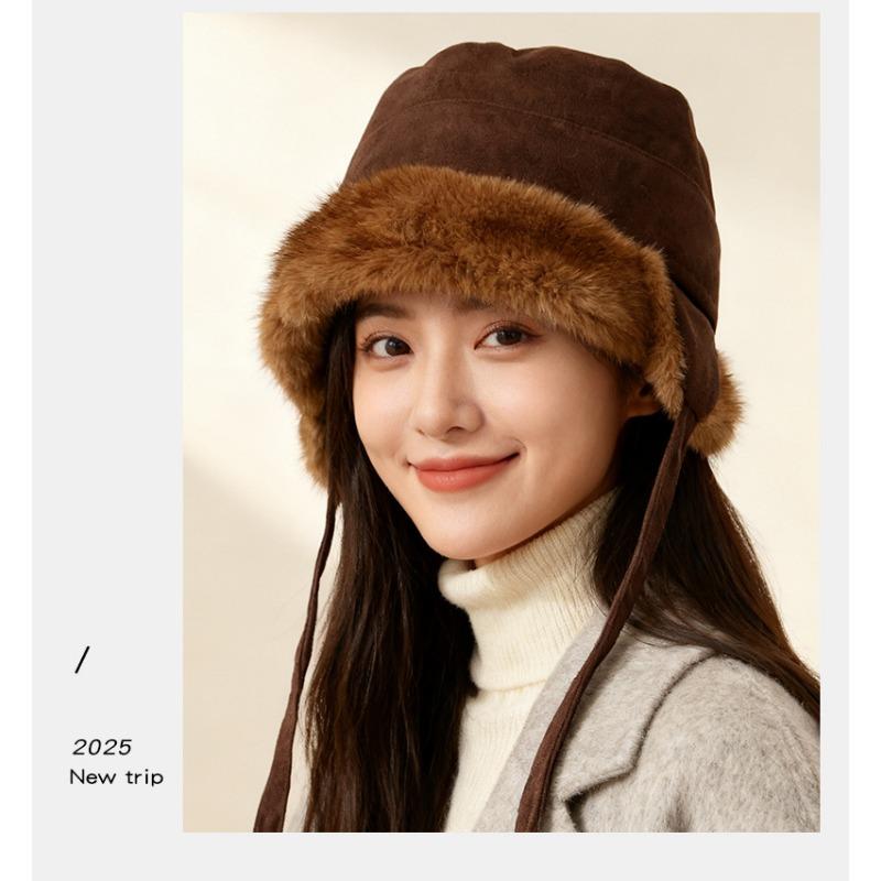 Women S Faux Suede Thick Earflap Winter Hat Multi Wear Fisherman Cap Mongolian Hat