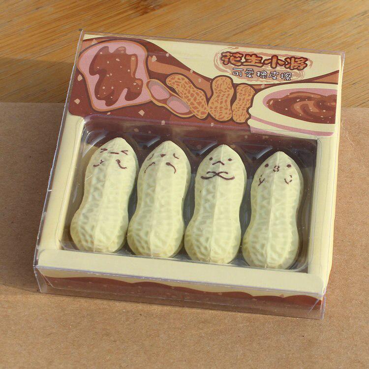 Buy 4pcs/set Peanut Rubber Eraser Lovely Cartoon Smile Erasers For Kids