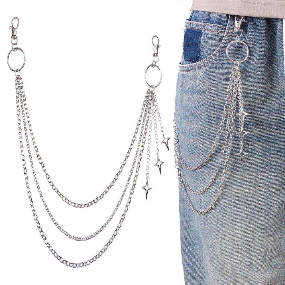 Gothic Quasten Hosenkette Hip Hop Mehrschichtige Schlüsselanhänger Mode Stern Taillenkette Für Frauen Mann