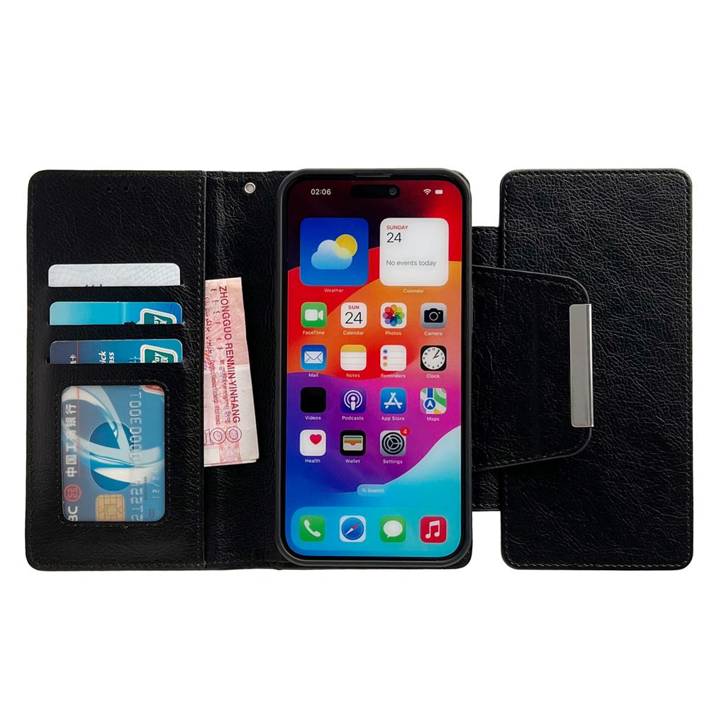 For iPhone 16 Pro Case Detachable 2-in-1 Magnetic Closure PU Leather Wallet Phone Case