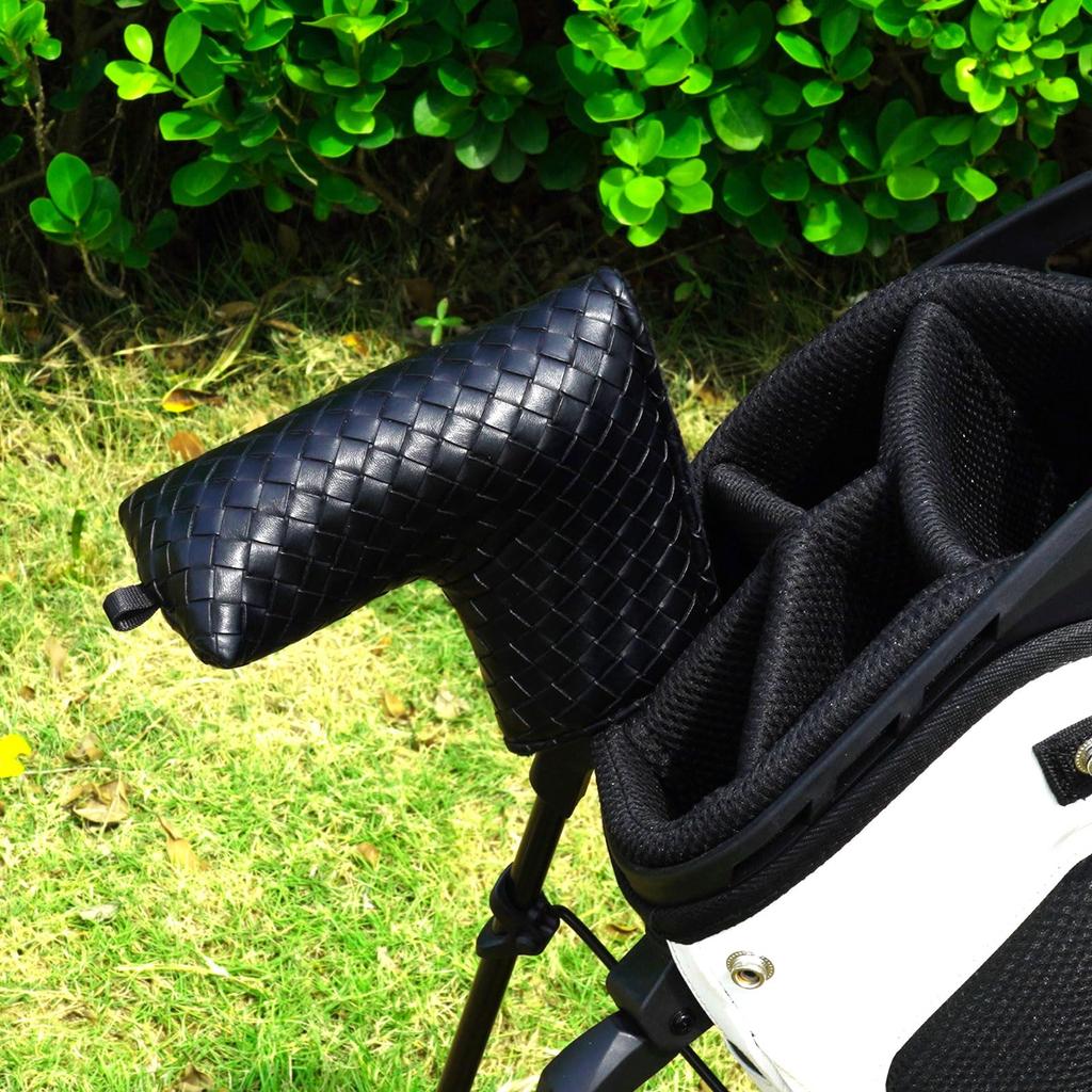 Mytag Putter Cover Pin Type Head Cover Pin Type Blade Putter Cover Magnetic Closure Blade Type Black Braided Design