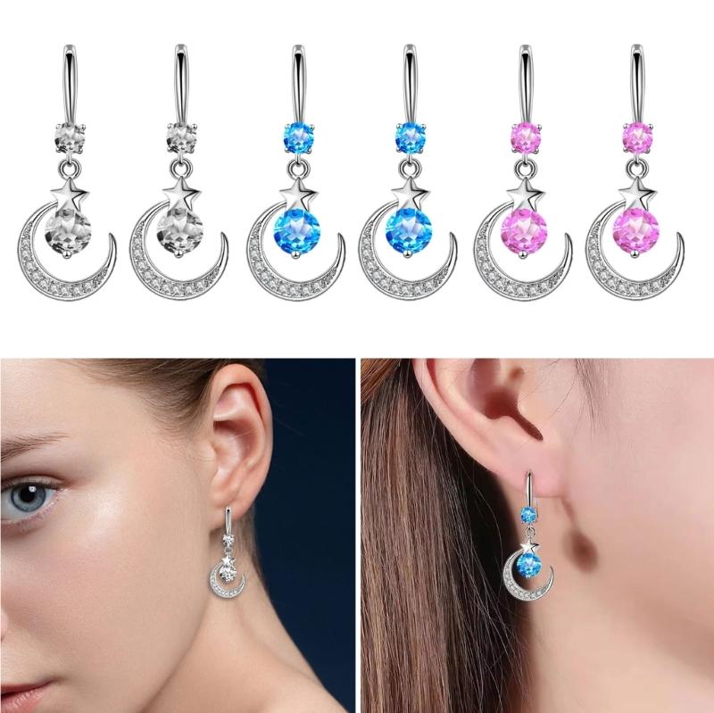 Drop Earrings Moon and Star Charm Earrings Girl Accessories Fashion Females Ear Jewelry Suitable for Party Daily Wear