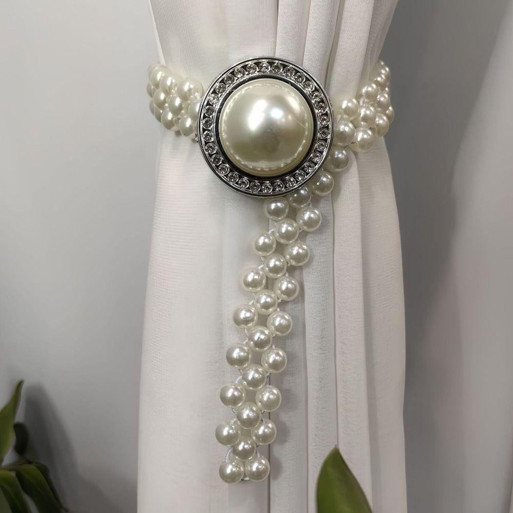 Creative Imitation Pearl Curtain Ties Butterfly Clips Window Curtain Tie Belts Shower Curtains