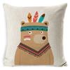Tribe Woodland Animal Cushion Cover  Bear Fox Print Linen  Pillow Case Decorative For Chair Sofa Home Decor Throw Pillowcase