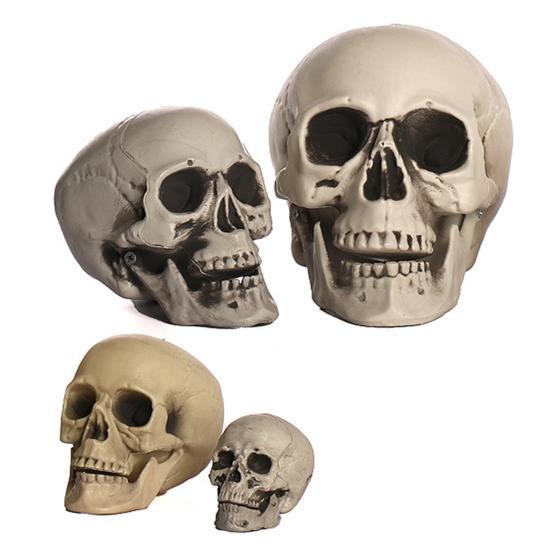 Halloween Skull Head Decor Plastic Realistic Human Skull Figurine for Graveyard Scene Haunted House Bar Home Table Decorations