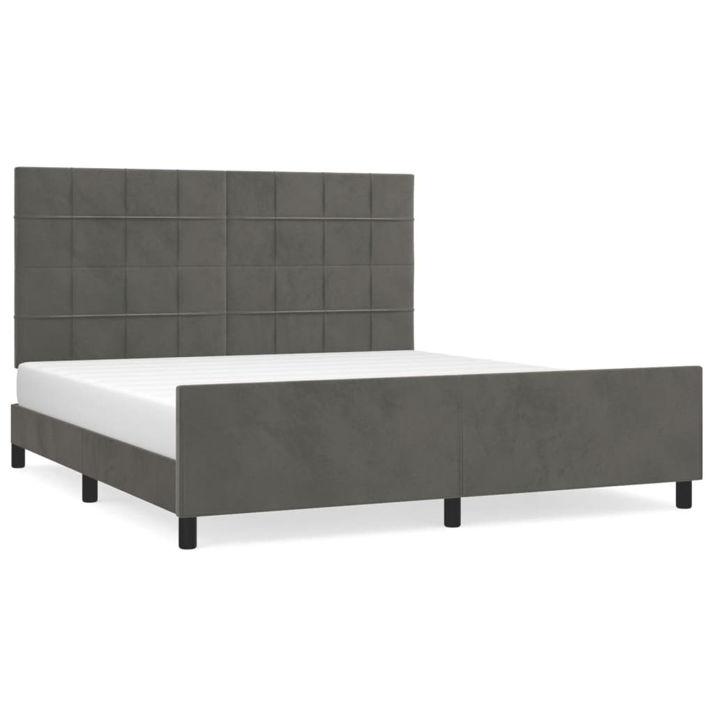 Bed Frame without Mattress Dark Grey 160x200 cm Velvet