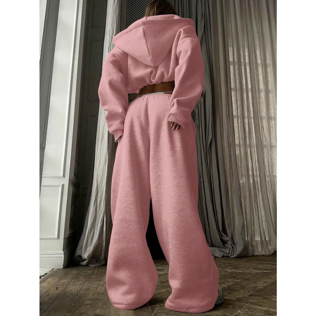 Høst- og vinterdameklær Mote Langermet Sport og Fritid Hettegenser Sett Todelt Sett