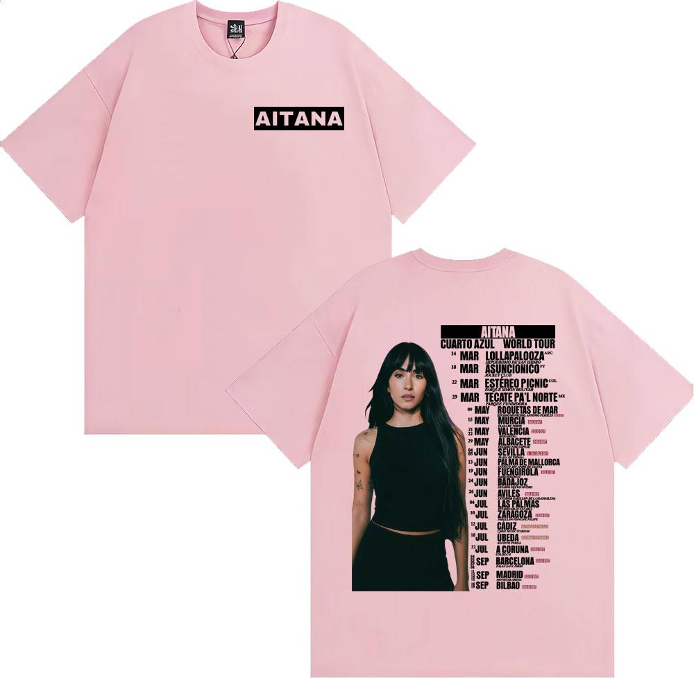 Aitana Cuarto Azul Wdrld Tour 2026 T-Shirts Herren Damen Hip Hop Hipster High Street T-Shirt Lässig 100% Baumwolle Kurzarm T-Shirt