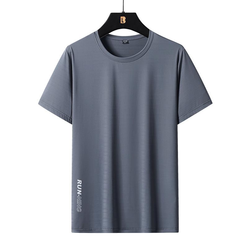 Pánské letní ležérní krátký rukáv jednobarevný kulatý límec plus velikost volné tričko pánské prodyšné sportovní rychleschnoucí tričko