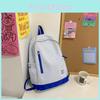 Simple Color Blocked Letter Print Student Casual Backpack For Teens