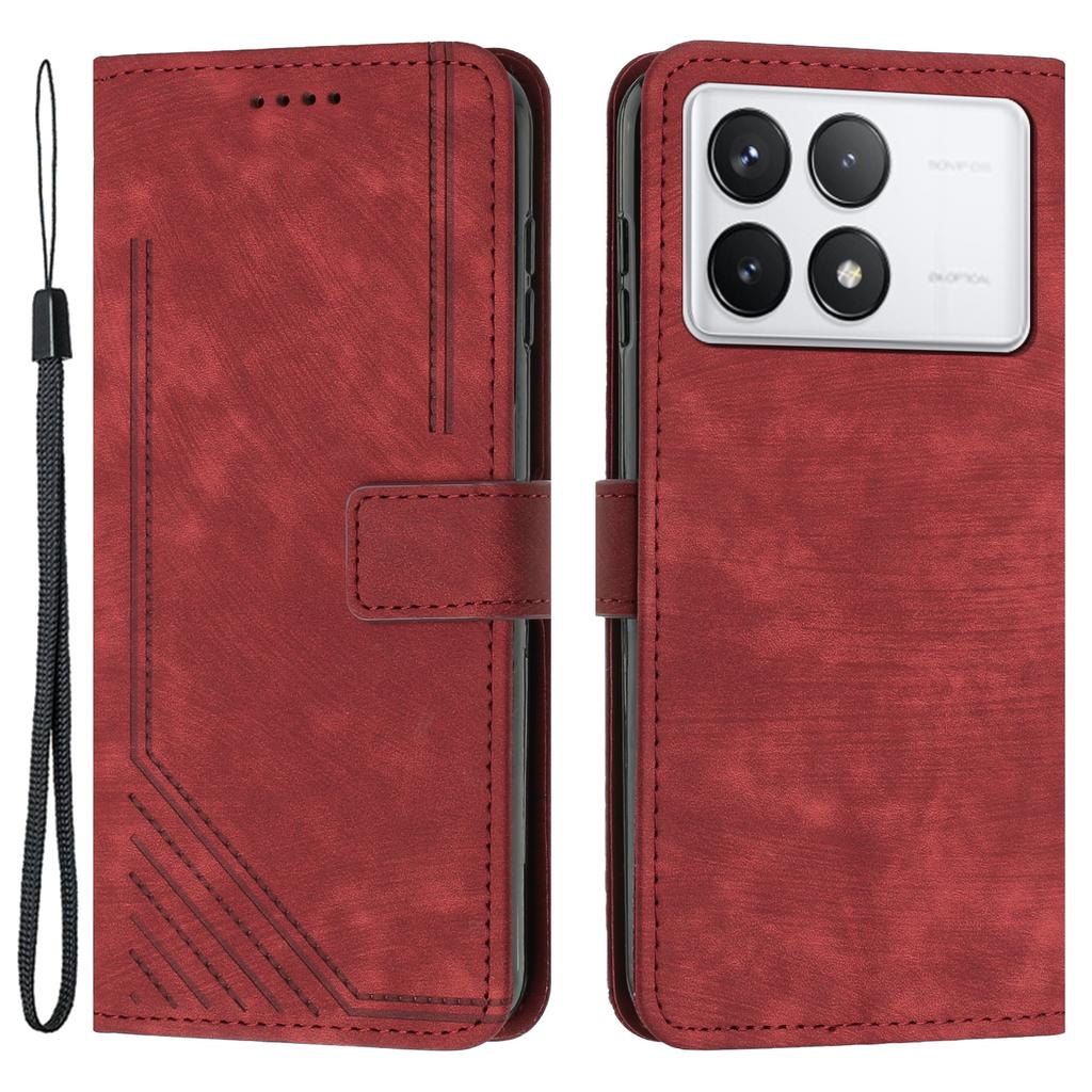 For Xiaomi Redmi K70E 5G/Poco X6 Pro 5G Phone Case Wallet PU Leather Flip Line Imprinted Cover