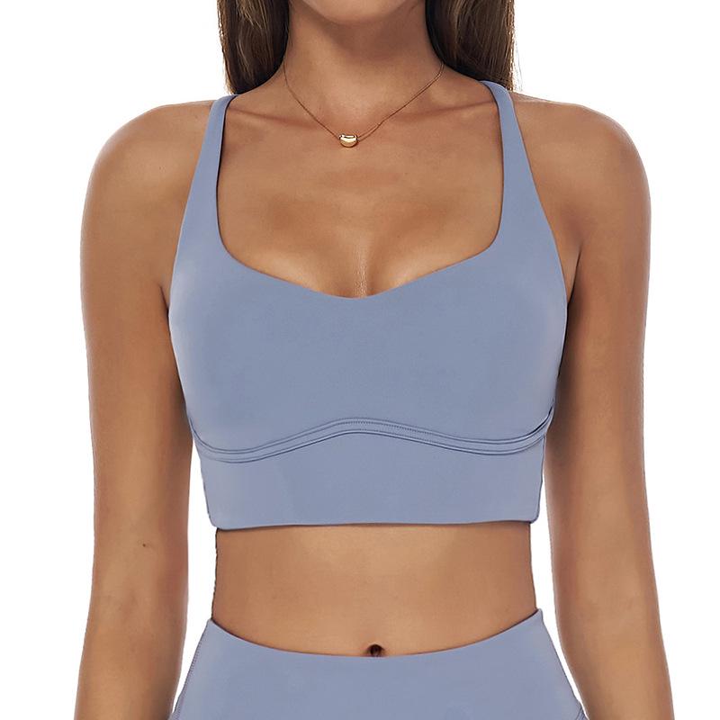 Спортивный топ-бра для йоги с перекрестными лямками и brushed-эффектом - Тонкие лямки, Быстросохнущий жилет для фитнеса 7025 Extra Large