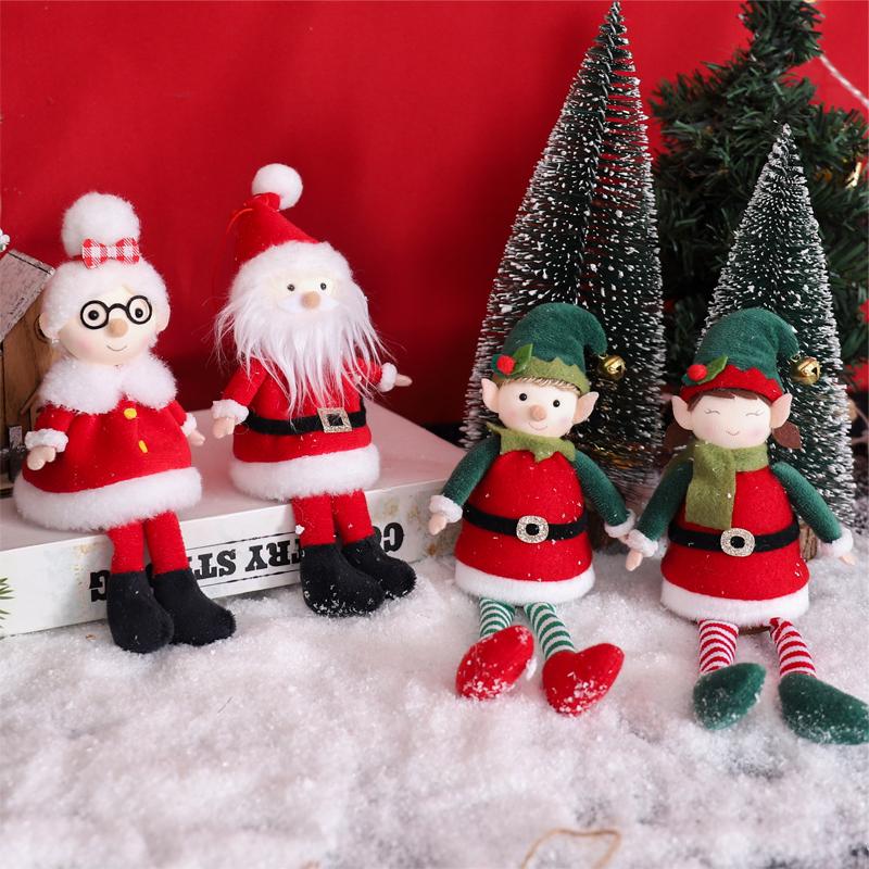 New Christmas Elves Stuffed Plush Dolls Hanging Ornaments Xmas Tree Decor Cute Boy Girl Elf Hanging Pendants Kids Gifts New