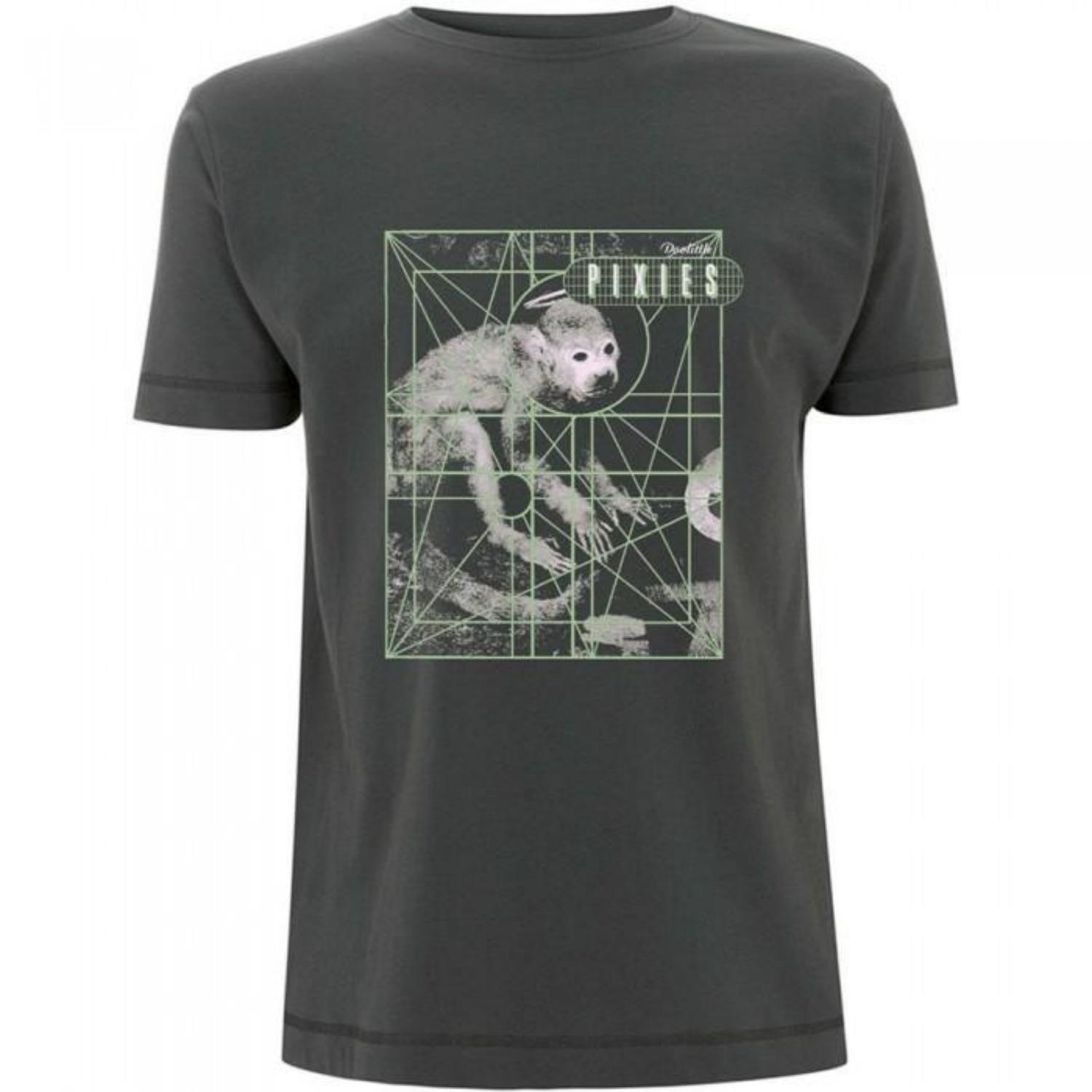 Pixies Unisex Adult Monkey Grid Cotton T-Shirt S