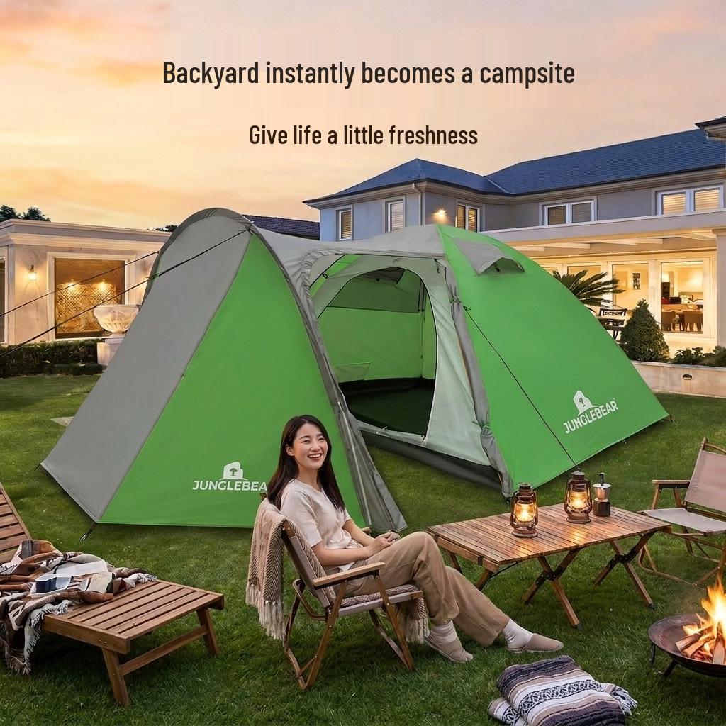Lightweight Double Layer Waterproof 2-Person Camping Tent - Rain & Sunproof