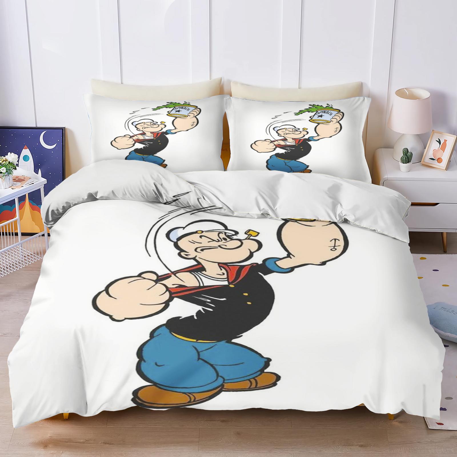 Ensemble de literie dessin animé Popeye, Motif Véhicule de Construction et Pelle Mécanique, Ensemble Housse de Couette pour Garçons, Cadeau pour Enfants 135x200cm