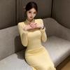 TZ7407 Modern Chinese Qipao Dress: Elegant Waist-Cinched Long Skirt