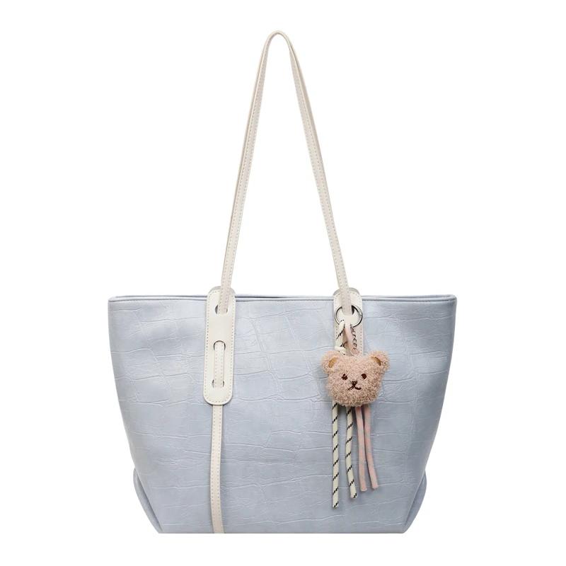 Summer New Solid PU Sweet Elegant Light Luxury Tote Bag Hot Sale Fashionable and Simple Commuting Casual Shoulder Bags for Women