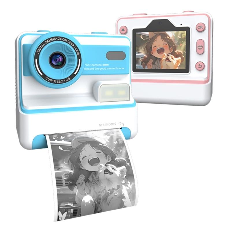 Children's Digital Camera Instantly Print 2.4inch Screen with Stickers & Filters for Photos Taking Video Recording Machine