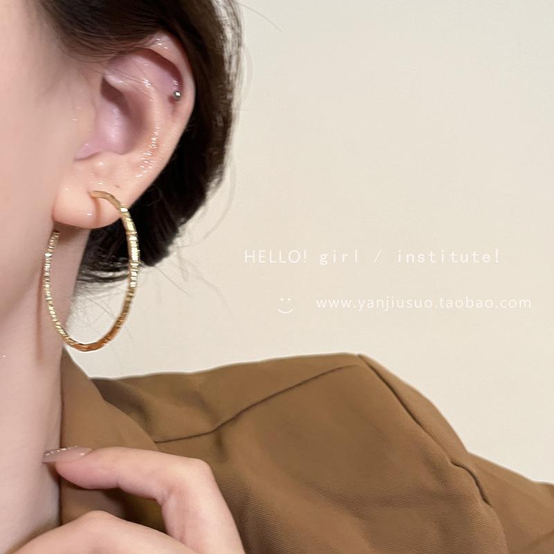 

Серебряные серьги-кольца преувеличенного размера для женщин, 2025 Мода, стиль острой девушки, Высококлассные модные серьги-кольца