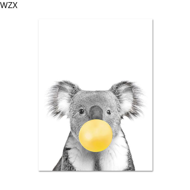 

Постеры и принты с жирафом и зеброй, холст, живопись, желтый пузырь, животное, скандинавская детская комната, декор для гостиной, настенные художественные картины 30x40cm No Framed