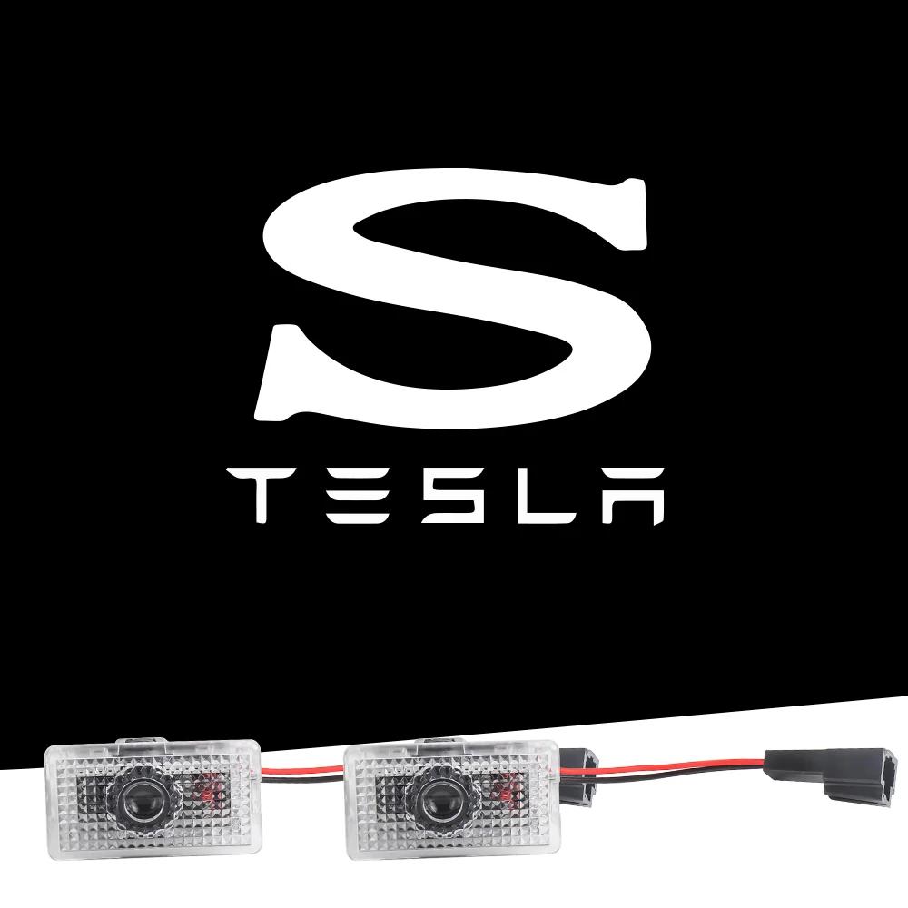 

Автомобильная наклейка Tesla 2 шт. Декор двери автомобиля Светодиодный HD Добро пожаловать Лазерный проектор Подсветка лужи Лампа-тень Призрачная тень Для Tesla Model 3