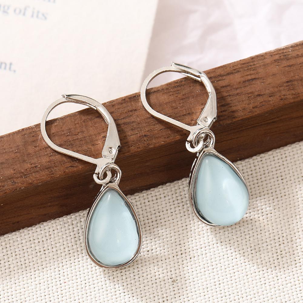 

Elegant Cat Eye Drop Earrings Fashion Korean Chic Rhinestone Zinc Alloy Earrings 1*3CM синий