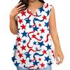 Women's Fashion Casual Large Size V-Neck Sleeveless Vest Printed T-Shirt Top