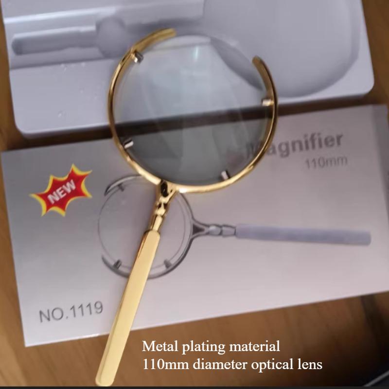 10x 110mm Metallic Handheld Reading Magnifier Hd Optical Lens Magnifying Glass Helping Hands Loupe