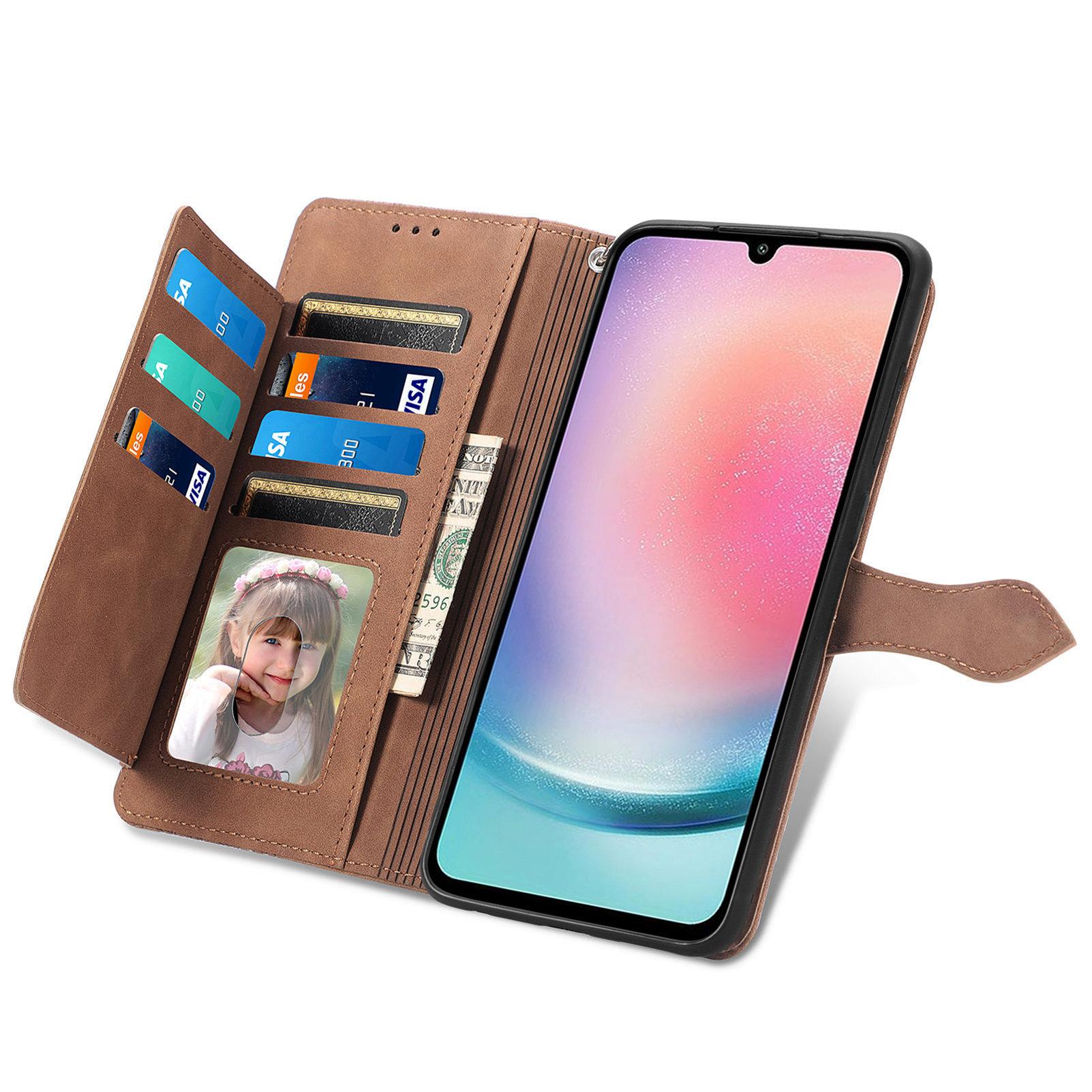 

Для Samsung Galaxy A25 5G (Глобальний) (161,0 x 76,5 x 8,3 мм) Чохол-гаманець на блискавці з ремінцем, з квітковим тисненням, з PU шкіри, чохол для телефону Brown